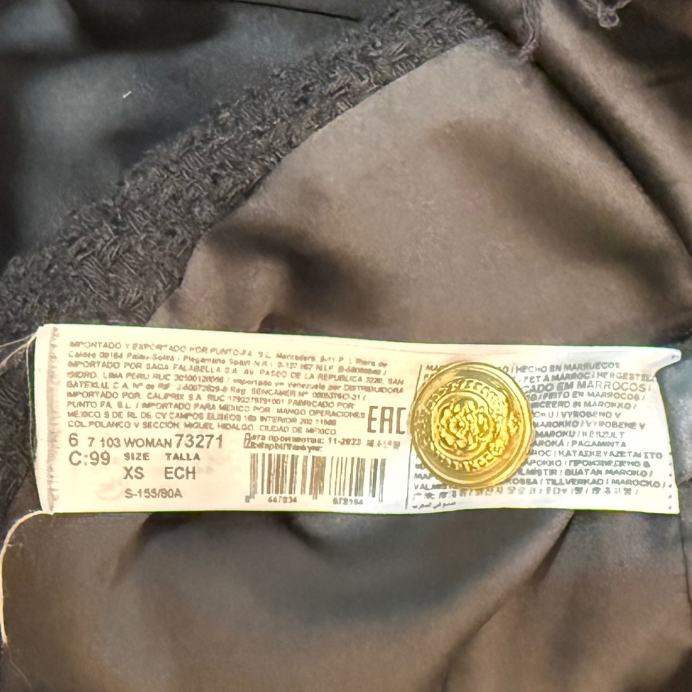 Mango Tweed Jacket with Pockets - Size XS - Picture 4 of 5